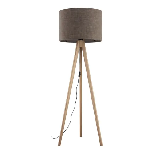 Stehleuchte Nolan 145 cm - Dreibein in Kiefer Braun - Skandinavische Stehlampe für den Innenbereich, ideal für Wohnzimmer und Schlafzimmer, mit E27-Sockel und hochwertiger Verarbeitung aus Holz und Stoff.