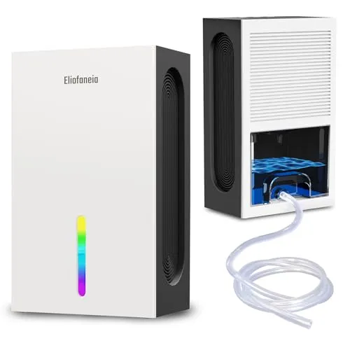 Eliofaneia Luftentfeuchter 2400ml(1,5L/24h),luftentfeuchter elektrisch,7 Farbiges Licht,entfeuchter wohnung,keller,Badezimmer,luftentfeuchter schlafzimmer für 30m² (Weiß)