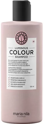 Maria Nila Luminous Colour Shampoo 350ml - Shampoo für coloriertes Haar, schützt mit Colour Guard Complex und Granatapfel-Extrakt vor UV-Strahlen. 100% vegan, sulfat- und parabenfrei, ideal für strahlende Farbkraft.