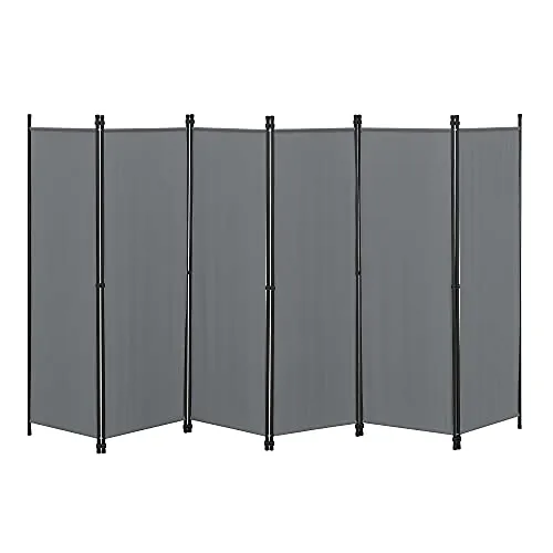 Raumteiler Huesca 6-teilig 300x171cm - Dunkelgrau Paravent - Paravent & Raumteiler, 6-teilige Sichtschutzwand mit schnellem Stecksystem für einfachen Aufbau und platzsparende Lagerung, ideal für Balkon und Terrasse.