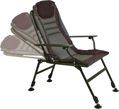 Paladin Luxus Karpfenstuhl mit Armlehnen - Camping-Möbel mit verstellbarer Sitzposition und hoher Lehne für optimalen Sitzkomfort, ideal für Angler und Outdoor-Enthusiasten.