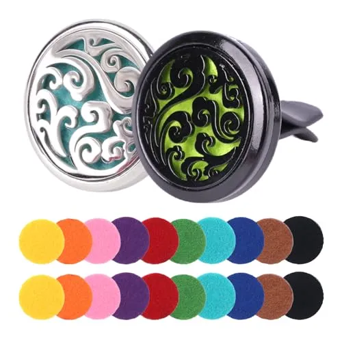 Stück Auto Aromatherapie Ätherisches Diffuser-Auto Duft Innenraum, Enthält 1 Schwarze, 1 Silberne Autozubehör Innenraum Und 20 Ersatzkerne, Wohnzimmer Und Büro Verfügbar(Frei von ätherischen Ölen) 2