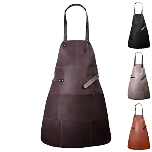 Livorio Premium Lederschürze - Hochwertige Grillschürze für Profis - Grillschürze aus 100% echtem Rauleder, handgefertigt und verstellbar bis 125 cm. Ideal für Grill, Küche und Gastronomie mit praktischem Aufhängesystem für Zubehör.
