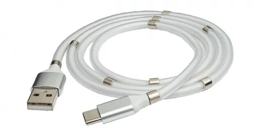 USB 3.1 selbstaufrollendes Kabel 1 m Typ C Stecker zu 2.0 Typ A Stecker in Weiß