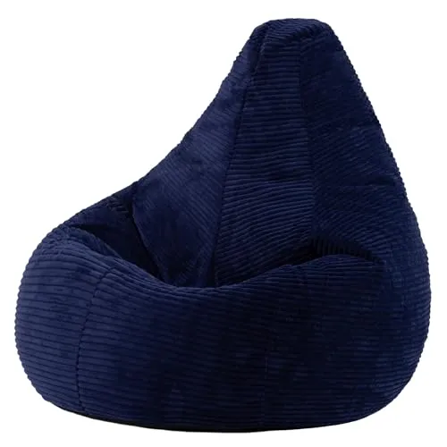 Icon Dalton Sitzsack Cord, Marineblau - Bequemer Gaming Sitzsack mit hoher Rückenlehne aus weichem Cordmaterial, ideal für stundenlanges Entspannen in Wohnzimmer oder Schlafzimmer.