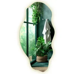 Tulup LED-Spiegel - Asymmetrisch, 80x40 cm, Modernes Design - Asymmetrischer LED-Spiegel für stilvolle Innenräume. Hochwertiges Spiegelglas mit geschliffenen Kanten, ideal für Badezimmer oder Flur. Verfügbar in 3 Lichtfarben für eine individuelle Atmosphäre.