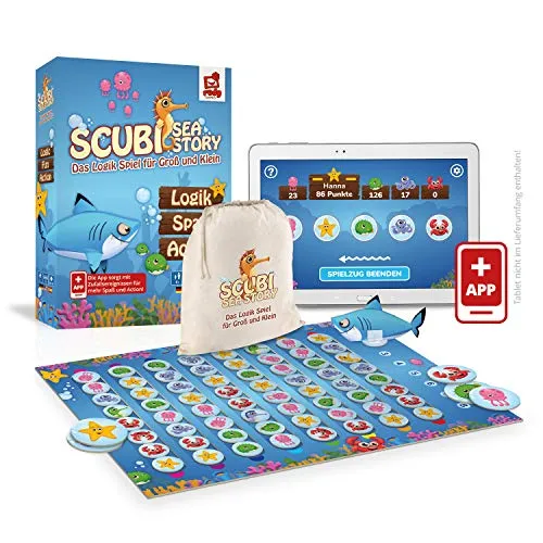 Rudy Games Scubi Sea Story – Interaktives Lernspiel mit App – Spannendes Logikspiel mit zahlreichen Spielvarianten für Kinder, die ganze Familie und Freunde – Ab 6 Jahren – Für 2-5 Spieler