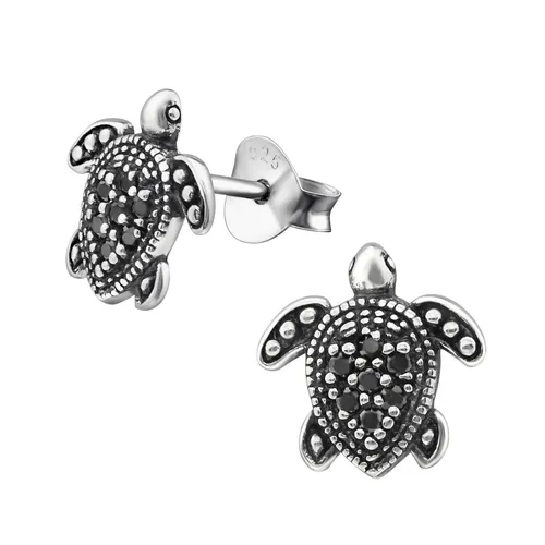 Schildkröten Ohrringe 925 Silber - Mädchen Frauen Damen Turtle Ohrstecker