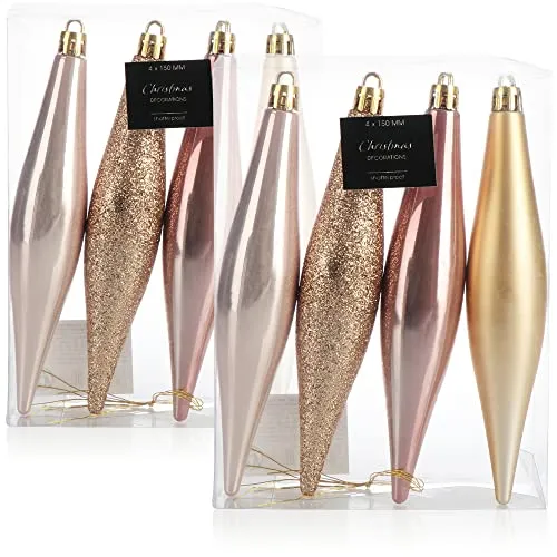 com-four® 8X Christbaumanhänger in Zapfen-Form, bruchfester Christbaumschmuck, Zapfenanhänger als Weihnachtsbaum-Dekoration, tolle Hängedeko