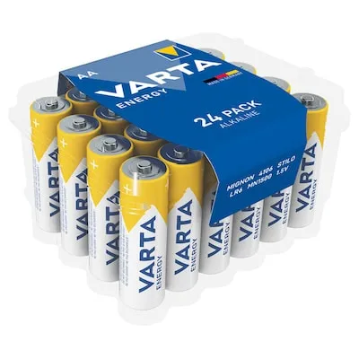 Varta Batterien Energy Mignon AA Box 24 Stk. 1,5 V Alkaline - Einweg-Batterien für zuverlässige Energie, 24 Stück in praktischer Box, ideal für Geräte mit hohem Energiebedarf.