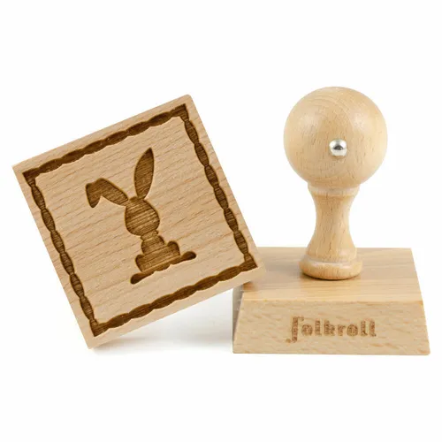 Folkroll Keksstempel Knickohr 55x55 mm Cookiestempel Backstempel Buchenholz