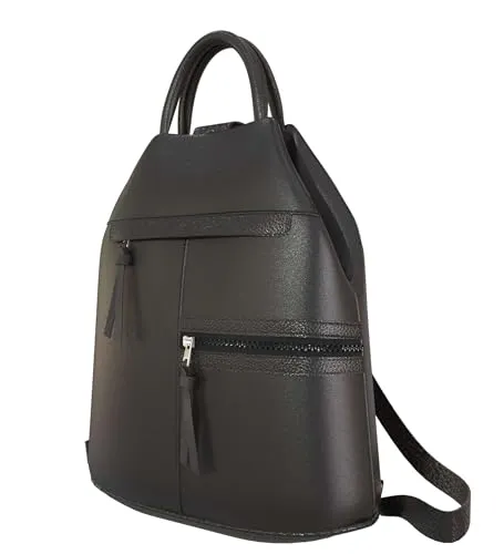 KMISSO Stilvoller Damen Shopper Rucksack aus veganem Leder - Schwarz - Damen-Rucksackhandtaschen mit durchdachtem Stauraum und verstellbaren Schultergurten für höchsten Komfort - perfekt für Alltag und Reisen.