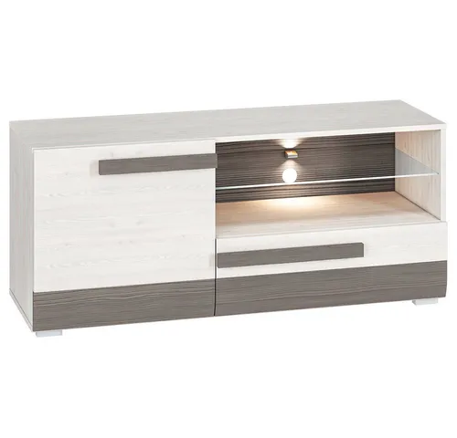 TV Lowboard Kiefer Grau - Moderner Fernsehschrank für Ihr Wohnzimmer - TV-Möbel & Schrankwände mit ABS-Kantenschutz, 1 Schublade und 1 Tür, ideal für stilvolle Wohnzimmergestaltung.