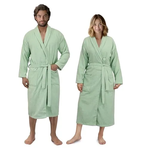 Bademantel Frottee Damen Herren - Extra saugfähig 100% Baumwolle in 3XL Hellgrün - Unisex Bademantel aus 100% Baumwolle, extra saugfähig und ideal für entspannte Wellnessmomente zu Hause.