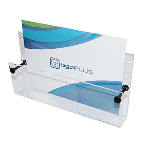 ogoPLUS DIN A5 Wandprospekthalter (Acrylglas) im Querformat, Prospektständer, Prospekthalter, Flyer-Ständer, Flyerhalter, Prospektbox glasklar, Aufsteller, Werbung, Wandmontage