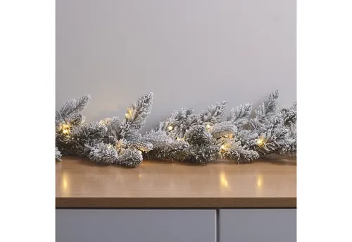 Lights4fun LED-Girlande 1,5m mit Schnee