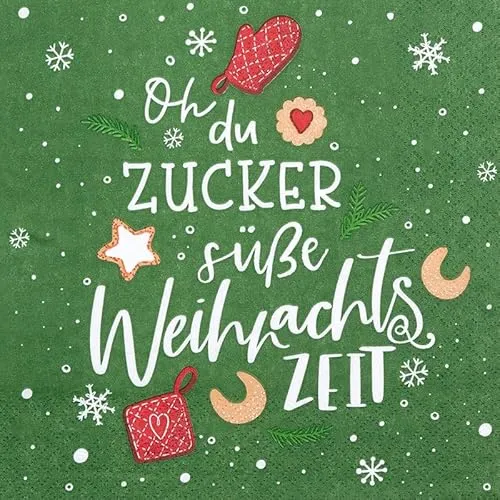 Home Fashion 20 Servietten Weihnachten Süße Weihnachtszeit als Tischdeko. Papierservietten weihnachtlich mit Motiv. Auch für Decoupage und Serviettentechnik 33x33cm