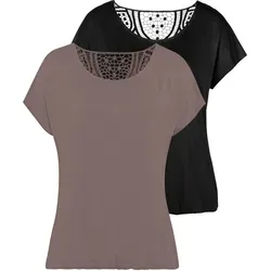 Kurzarmshirt VIVANCE mit Häkelspitze am Rücken von Vivance