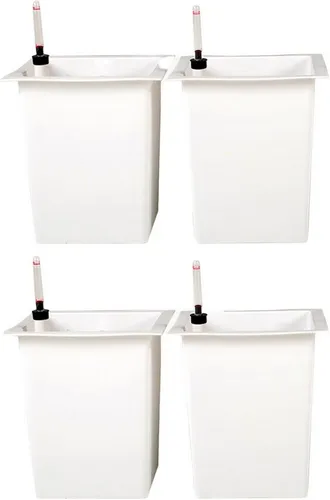 VIVANNO Pflanzeinsatz Kunststoff EINSATZ Bewässerung Konisch - Weiß Matt (Set, 4 St), 29x29x32 cm