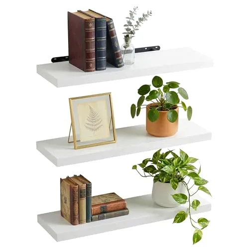 Wandregal Hängeregal 3er Set – Schweberegal in verschiedenen Farben - Vielseitiges 3er Set Wandregale aus Faserplatte und Eisen, ideal für kreative Wandgestaltungen. Bietet Platz für Deko und Bücher, erhältlich in verschiedenen Farben und Größen.
