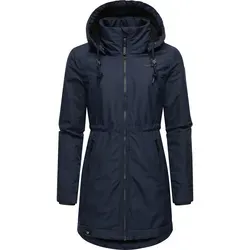 Ragwear Damen Wintermantel Dakkota Navy Gr. M - Funktionsjacke: Stylischer, warmer Parka aus 100% veganem Material, wind- und wasserdicht mit flauschigem Teddyfell-Innenfutter – ideal für kalte Tage!