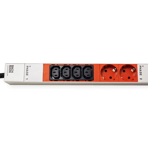 BACH 800.0109 PDU - 12x C13, 6x Schutzkontakt - Steckdosen & Zubehör - Platzsparende, modulare IT PDU aus hochwertigem Alu für optimale Integration ins Serverrack und effiziente Klimatisierung.