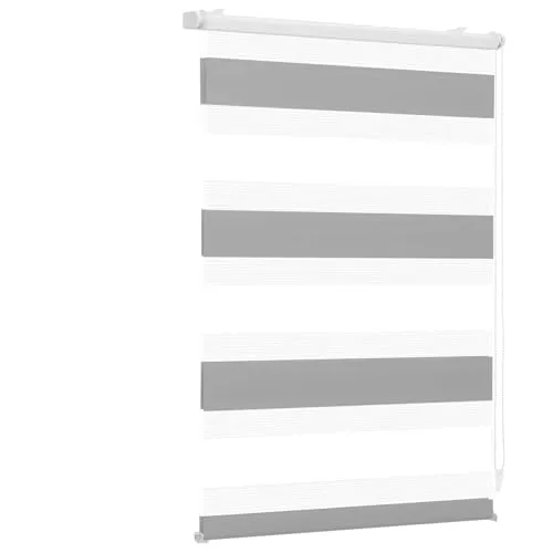 Sekey Doppelrollo Klemmfix ohne Bohren für Fenster, Zweifarbig Doppelrollo 55 cm breit, Duo Rollo Jalousie Sonnenschutz, 55x130cm, Weiß & Grau