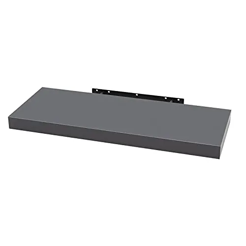 WOLTU Wandboard Wandregal CD DVD Regal Bücherregal Schweberegal Holz Board 60x22.9x3.8cm dunkel grau für Büro, Wohnzimmer, Schlafzimmer, Küche RG9319dgr