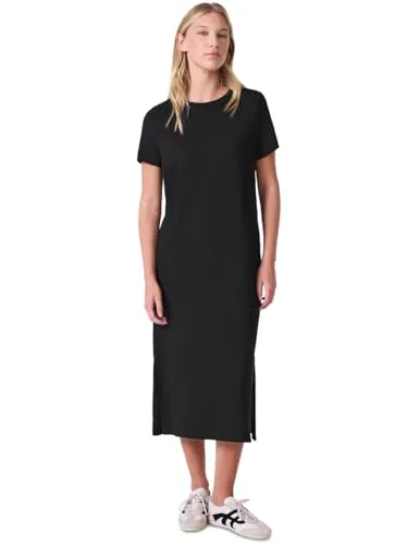 Street One Studio Damen Kleid mit Rippstruktur - Freizeitkleid für Damen in Midi-Länge, mit Rundhalsausschnitt und seitlichen Schlitzen, sorgt für Bewegungsfreiheit und hohen Tragekomfort durch den Baumwollmix mit Stretchanteil.