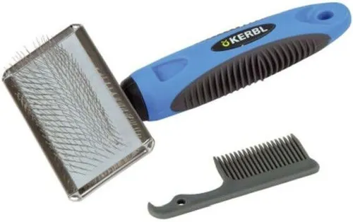 Kerbl Hundebürste Softzupfbürste 16 x 9 cm gegeVerfilzungen inkl. Reinigungskamm
