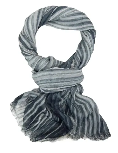 Ella Jonte Herrenschal gestreift im Batik-Style blau oder grau weiss Schal für Frühling Sommer Herbst