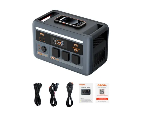 OSCAL Stromerzeuger PowerMax 1800W Powerstation 1024Wh/IP54 wasserdicht, 1,8 in kW, 11 Anschlüsse/15W kabellose-Anschluss, IP54 Wasserdicht, Leichtgewicht schwarz