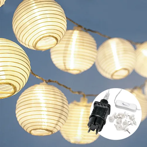 CozyHome Lampions Lichterkette – 20 LEDs & 7 Meter mit Timer - Wetterfeste LED Lichterkette für stimmungsvolle Deko im Garten oder Innenbereich. 8 Modi sorgen für individuelle Lichtakzente – perfekt für Feste und Feiertage!