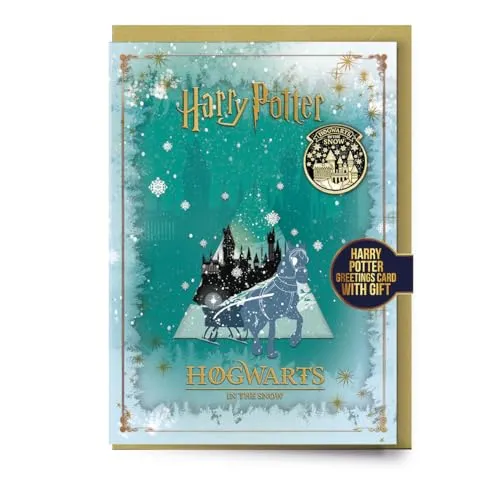 Harry Potter Hogwarts Winter Greetings Card with Badge
