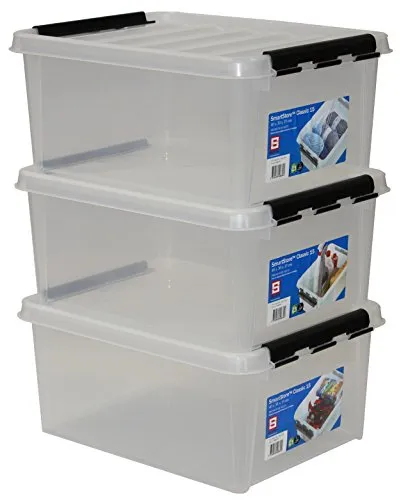 SmartStore 35083903 Clipbox 3er-Set - 3 x Clipbox (15 Liter, 40 x 30 x 18 cm), lebensmittelecht und temperaturbeständig von -40°C bis +120°C, ideal für die sichere Aufbewahrung von Lebensmitteln.