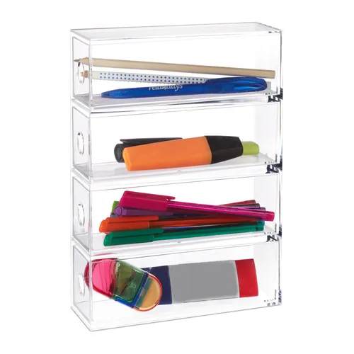 Make up organizer Kosmetik Aufbewahrung 4 Fächer transparent Schmuck Organizer
