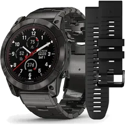 Garmin fenix 7X PRO - Sapphire Solar Edition, Titan DLC mit QuickFit und digitalem Touchscreen, inklusive Silikon-Armband in schwarz