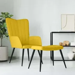 vidaXL Relaxsessel mit Hocker in Senfgelb - Fernseh- & Relaxsessel mit hochwertigem Samtbezug und Schaumstoffpolsterung für optimalen Sitzkomfort. Stabil und langlebig durch starkes Stahlgestell – eine stilvolle Ergänzung für Ihr Zuhause.
