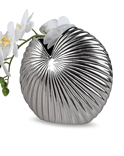 Formano 1 Stück Vase 19x19cm Matt Silber aus Keramik - Dekoration für EIN schönes Zuhause