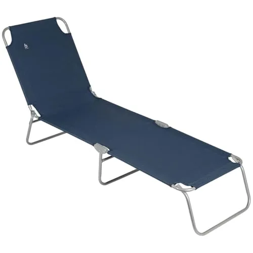 Bo-Camp Feldbett, faltbar Blau - Feldbett & Hängematten, verstellbar in 9 Positionen für optimalen Komfort, ideal für Camping oder Strand mit einer maximalen Belastung von 100 kg.