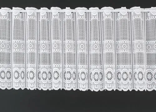 Gardinen Kranzusch Scheibengardine Jacquard gebogt Abschluss 45x62,5 cm H/B weiß Bistrogardine Vorhang Küche 1er Pack