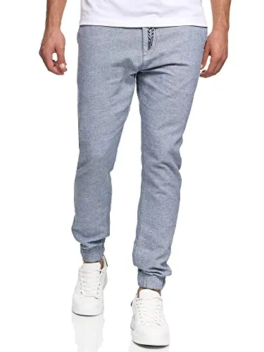 Indicode Leinenhose Blnda mit dekorativem Gürtel - Wanderhosen aus 55% Leinen und 45% Baumwolle, pflegeleicht und elastisch. Ideal für stilvolle Outdoor-Aktivitäten mit einem besonderen Gürtel aus Kordeln.