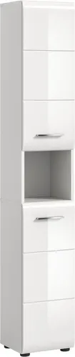 welltime Stauraumschrank FLORENZ, Höhe 185cm, 2 Türen, 7 Fächer, 4 Einlegeböden (1-St., TOPSELLER) Florenz, Hochschrank, Weiß Hochglanz Tiefzieh, 185 cm hoch, Bad