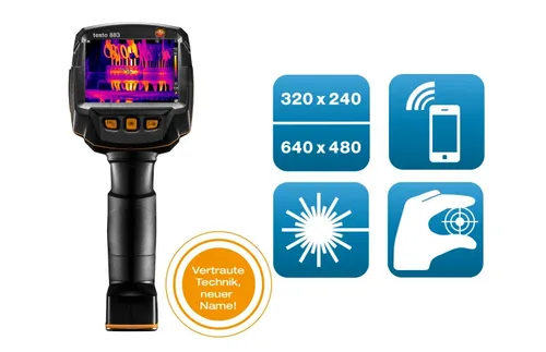 TESTO 0560 8830 - Wärmebildkamera testo 883, -30 ... +650 °C, WiFi, Bluetooth, professionelle Bildanalyse und automatische Bildzuordnung für effiziente Instandhaltung