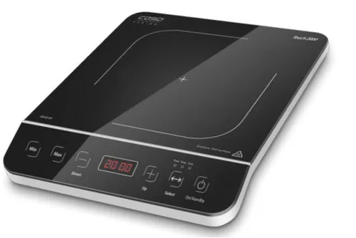 CASO Touch 2000 - Einzelinduktionskochfeld 2000 Watt, mobil und ideal für Camping mit automatischer Topferkennung und 10 Temperaturstufen