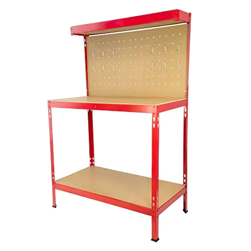 SCHMIDT security tools Werkbank 140x90x48cm - Lagerregale: Robuste Werkbank mit integrierter Lochwand für optimale Werkzeugorganisation, belastbar bis 100 kg. Ideal für Werkstatt, Garage oder Keller.