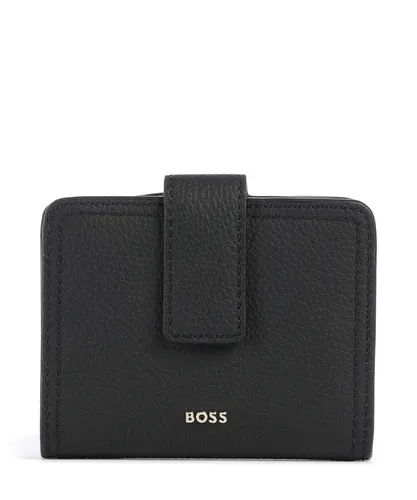 BOSS Lenah Geldbörse für Damen - Schwarz 50568170-001 - Elegante BOSS Lenah Geldbörse aus genarbtem Rindsleder, ideal für stilvolle Aufbewahrung von Karten und Bargeld.