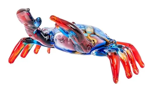 Levandeo® Skulptur Krabbe - Handgefertigte Glasfigur 24x13cm - Skulpturen - Einzigartige, handgefertigte Glasfigur der Krabbe, die als kraftvolles Symbol für Familiensinn und emotionale Tiefe gilt.