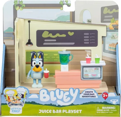 BLUEY Supermarkt Spielset - Spielwaren - 3-stöckiges Supermarkt Spielset mit Bluey und Bingo, inklusive beweglicher Rolltreppe und Mikrofon für ein interaktives Einkaufserlebnis.