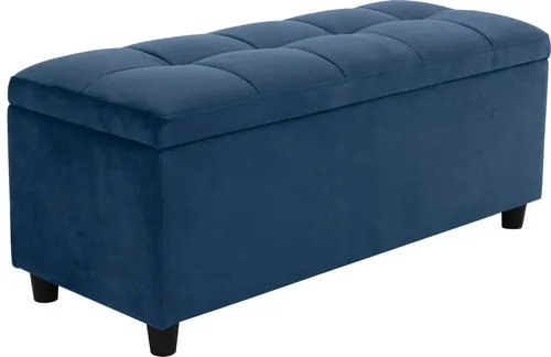 Bettbank Abgesteppt mit Stauraum - Polsterbank blau 100 cm - Drohnen und mehr: Gepolsterte Bettbank mit Soft-Close-Funktion und Stauraum, ideal als Garderobenbank, perfekt für jeden Raum.